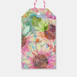 Romantic Watercolor Sunflower Pattern Gift Tags