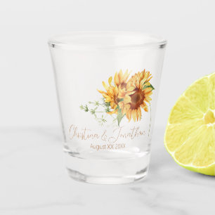 Romantic Watercolor Sunflowers Shot Glass
