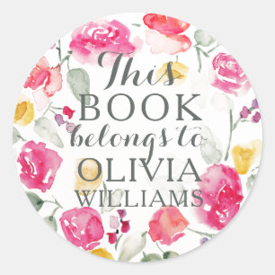 Romantic Watercolor This Book Belongs Stickers