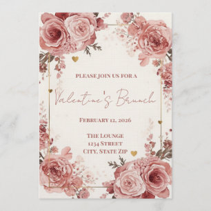 Romantic Watercolor Valentine’s Brunch Invitation