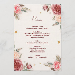 Romantic Watercolor Valentine’s Brunch Menu Invitation