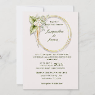 Romantic Watercolor White Rose  Invitation