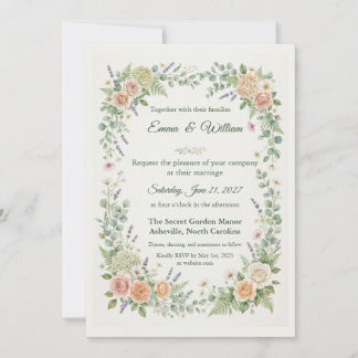Romantic Watercolor Wildflower Wedding Invitation