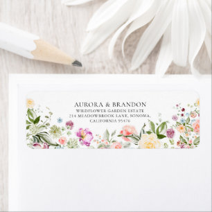 Romantic Watercolor Wildflower Wedding Return Address Label