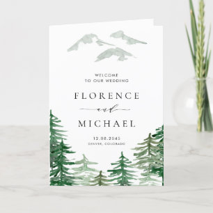 Romantic Watercolor Woodland Forest Wedding Program