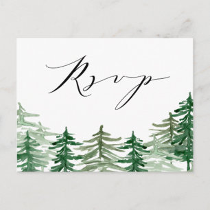 Romantic Watercolor Woodland RSVP Invitation Postcard
