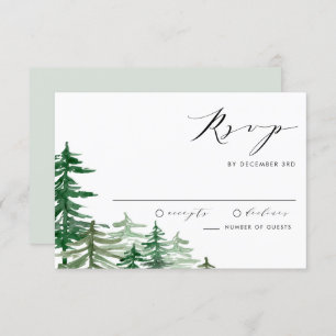 Romantic Watercolor Woodland Spring Wedding RSVP Card