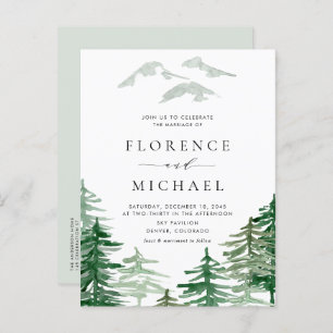Romantic Watercolor Woodland Wedding Invitation Postcard