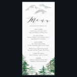 Romantic Watercolor Woodland Wedding Menu Card<br><div class="desc">Woodland theme menu card featuring green watercolour trees and mountains. This whimsical menu card is perfect for forest and woodland theme events. Matching items are available.</div>