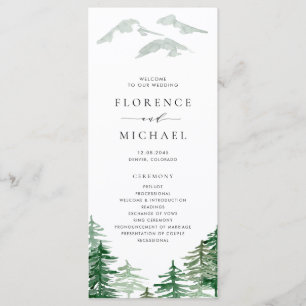 Romantic Watercolor Woodland Wedding Program