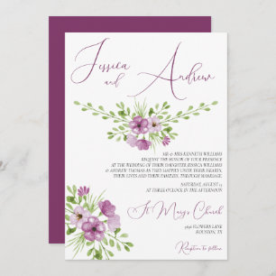 Romantic Watercolour Flowers Wedding Invitation