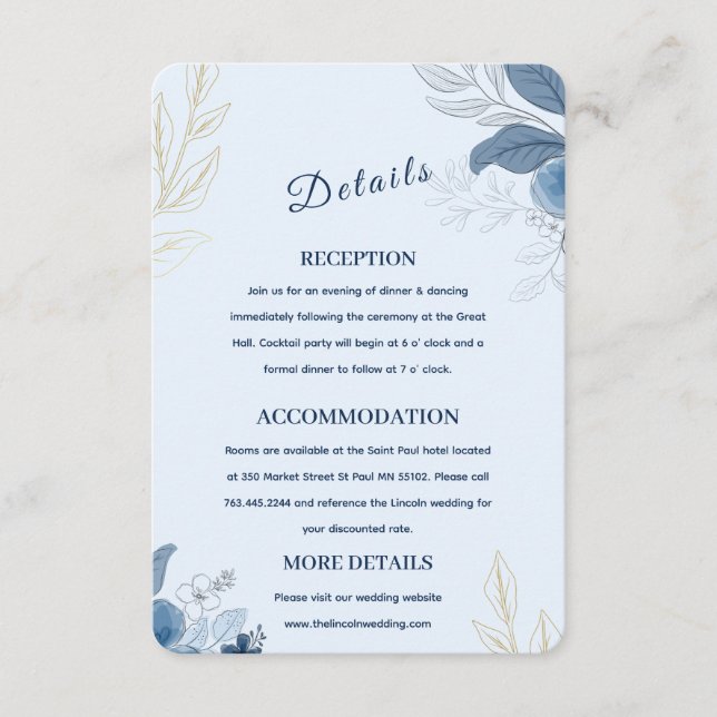 Romantic Waterfront Wedding Enclosure Card (Front)