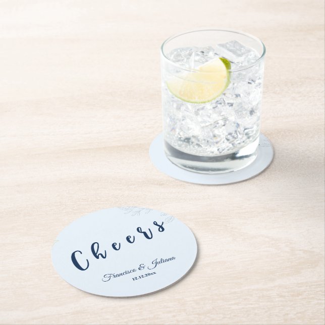 Romantic Waterfront Wedding Round Paper Coaster (Insitu)