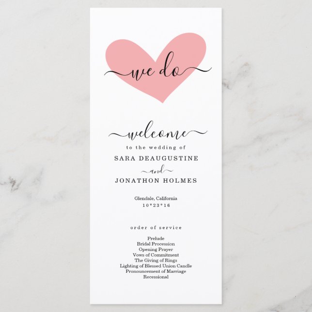 Romantic "we do" Wedding Program (Front)