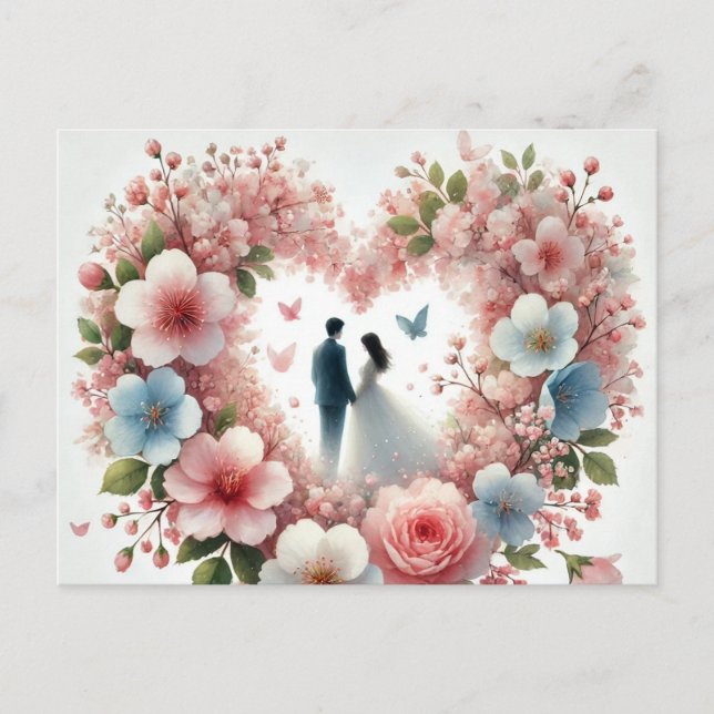 Romantic Wedding 3 Holiday Postcard (Front)