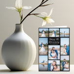 Romantic Wedding Anniversary Photo Collage Black Card<br><div class="desc">Chic customisable photo collage card for your husband,  wife,  girlfriend,  or boyfriend on your anniversary. Add 9 of your favourite relationship,  engagement,  or wedding photos and order this modern,  black card as a romantic gift for your partner. A beautiful personalised card full of memories.</div>