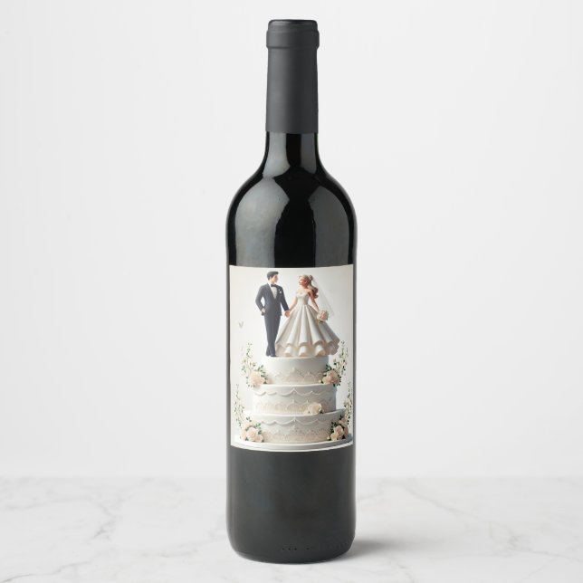 Romantic wedding cake Food and Beverage Label Set (Front)