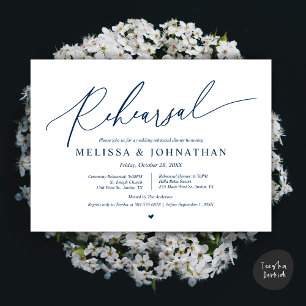 Romantic Wedding Ceremony and Dinner Rehearsal  Invitation