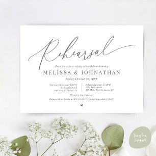 Romantic Wedding Ceremony and Dinner Rehearsal  Invitation