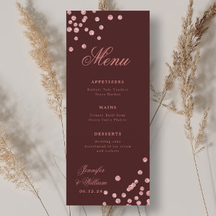 Romantic Wedding Confetti Rose Gold Burgundy  Menu