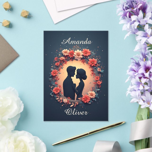 Romantic Wedding Couple in Elegant Gown Acrylic Invitations (Insitu (Wedding))