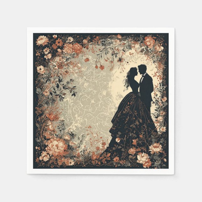 Romantic Wedding Couple Napkin (Front)