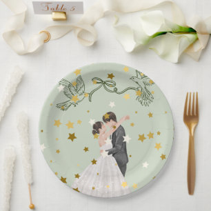 Romantic Wedding Couple Plate Design   Elegant Bri