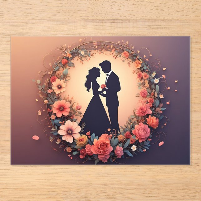 Romantic Wedding Couple Silhouette Acrylic Invitations (Front)