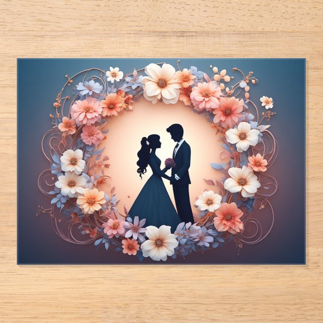 Romantic Wedding Couple Silhouette Acrylic Invitations (Front)