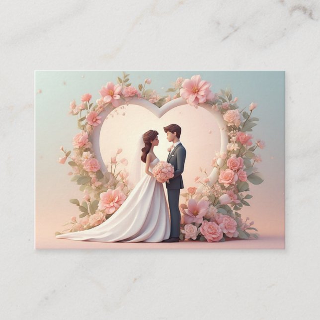 Romantic Wedding Couple Silhouette Enclosure Card (Front)