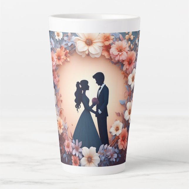 Romantic Wedding Couple Silhouette Latte Mug (Front)