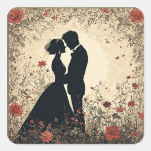 Romantic Wedding Couple Square Sticker