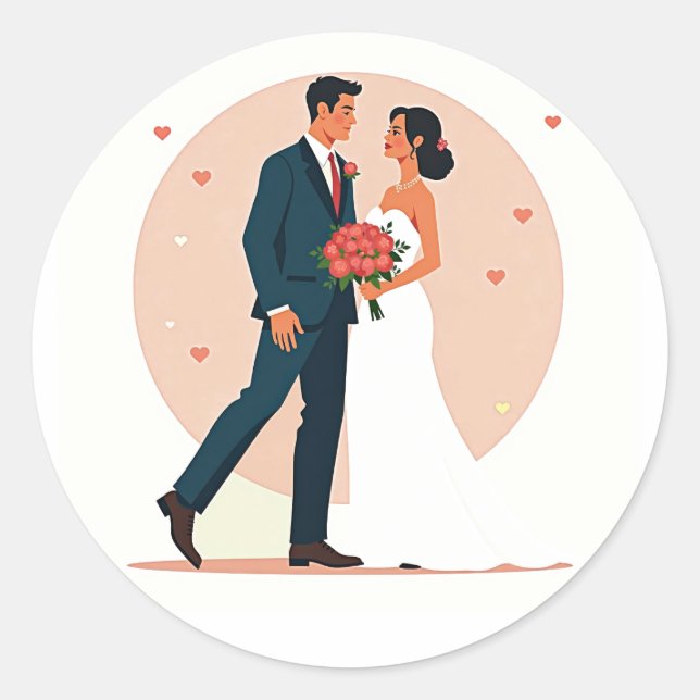 Romantic Wedding Couple Sticker (Front)