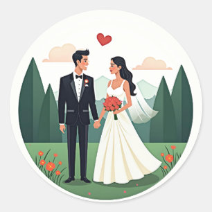 Romantic Wedding Couple Sticker