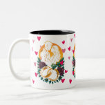 Romantic Wedding Couple Two-Tone Mug<br><div class="desc">Start every morning with a sip of romance! This premium two-tone mug features a breathtaking illustration of a loving couple, radiant wedding rings, and lush floral accents – all styled in a bold, semi-realistic vector design that looks stunning on any colour combo. Whether you're celebrating a wedding, engagement, or anniversary,...</div>