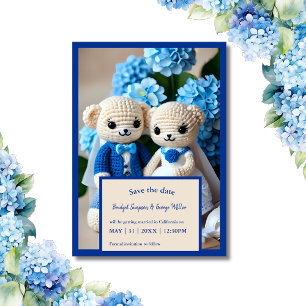 romantic wedding crochet couple safe the date card
