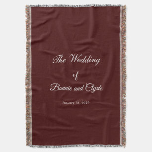 Romantic Wedding Day Celebration Burnt Maroon Throw Blanket