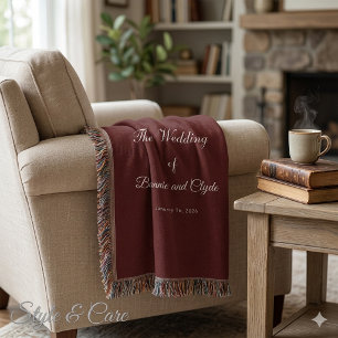 Romantic Wedding Day Celebration Burnt Maroon Throw Blanket