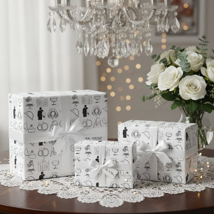 Romantic Wedding Day Icon Wrapping Paper