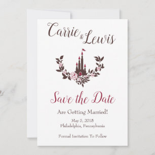 Romantic Wedding Design with Castle and Flowers Invitation