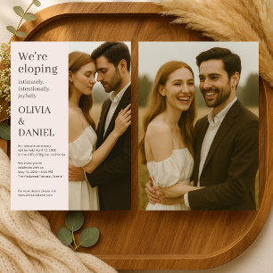 Romantic Wedding Elopement Blush Pink Photo Invitation
