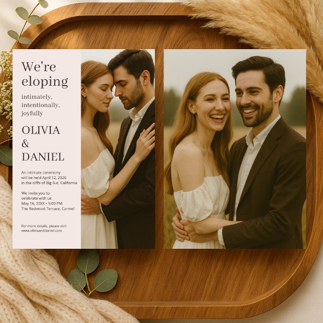 Romantic Wedding Elopement Blush Pink Photo  Invitation (Creator Uploaded)