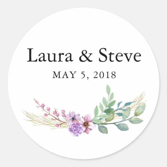 Romantic Wedding Flower  Wedding Design Classic Round Sticker (Front)