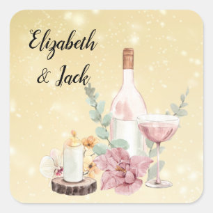 Romantic wedding flowers blooming garden square sticker