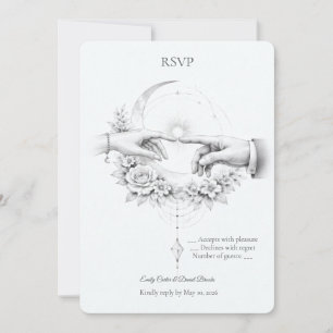 Romantic Wedding Hands Minimalist Design RSVP Invitation