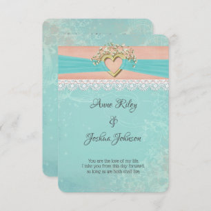 Romantic Wedding Heart and Ribbon Invitation