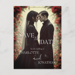 Romantic Wedding in Black Elegance Holiday Postcar Postcard