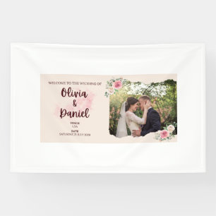 Romantic Wedding Invitation Banner – Pink Watercol