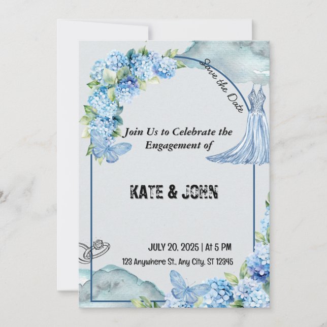 Romantic Wedding Invitation – Custom Design (Front)
