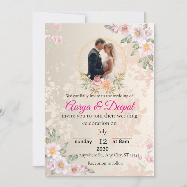 Romantic Wedding Invitation  – Elegant & Timeless  (Front)